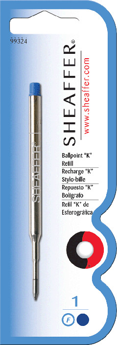 Sheaffer® Ballpoint Refill "K" Style - Blue Fine - Blister Card