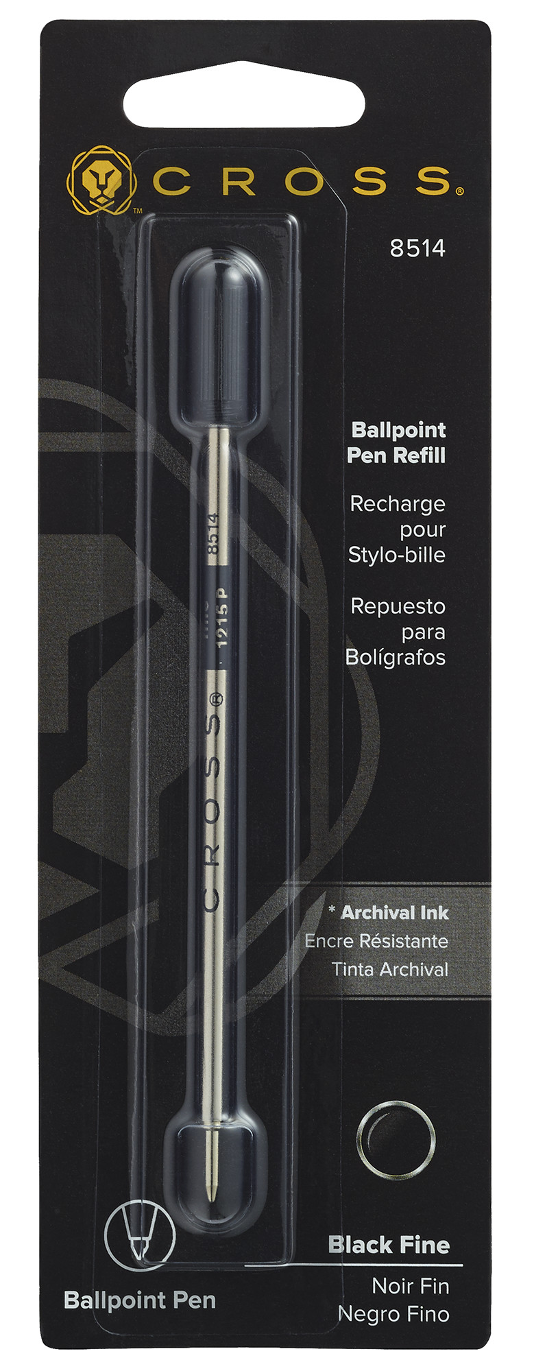 Ballpoint Pen Refill - Black - Fine - Packaged One Per Card