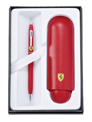 Cross Classic Century Collection for Scuderia Ferrari Matte Rosso Corsa Red Lacquer Ballpoint Pen and Rossa Corsa Red Leather Pouch Gift Set