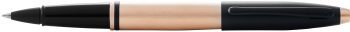 Calais Brushed Rose Gold Plate and Black Lacquer Rollerball Pen
